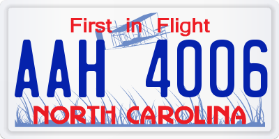 NC license plate AAH4006