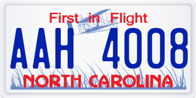 NC license plate AAH4008