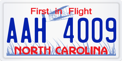 NC license plate AAH4009