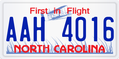 NC license plate AAH4016