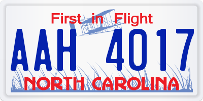 NC license plate AAH4017