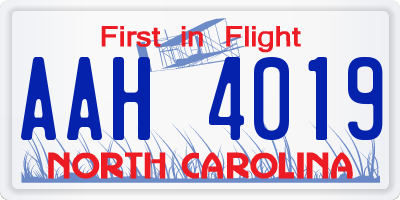 NC license plate AAH4019
