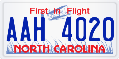 NC license plate AAH4020