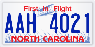 NC license plate AAH4021