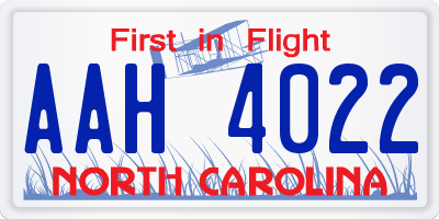 NC license plate AAH4022