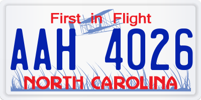 NC license plate AAH4026