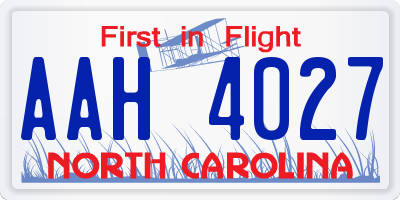 NC license plate AAH4027