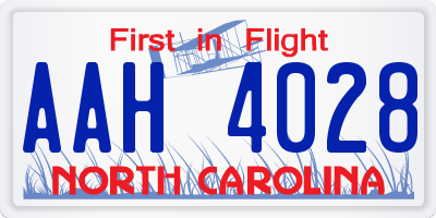 NC license plate AAH4028