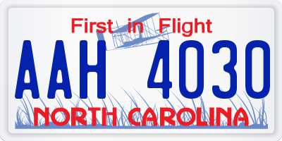 NC license plate AAH4030