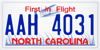 NC license plate AAH4031