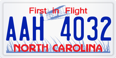 NC license plate AAH4032