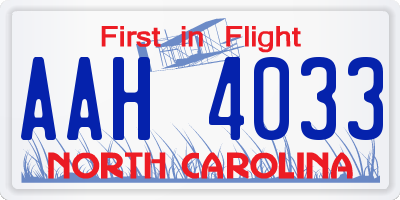 NC license plate AAH4033