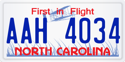 NC license plate AAH4034