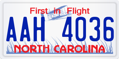 NC license plate AAH4036