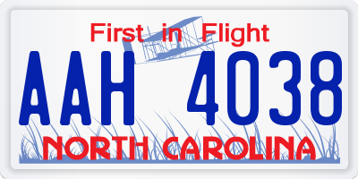 NC license plate AAH4038