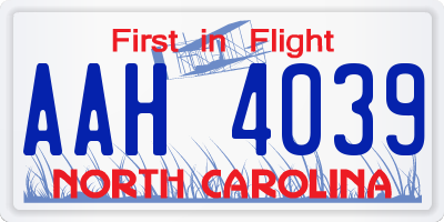 NC license plate AAH4039