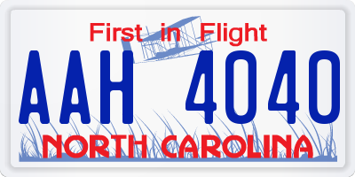 NC license plate AAH4040