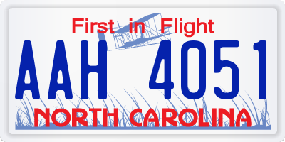 NC license plate AAH4051