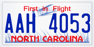 NC license plate AAH4053