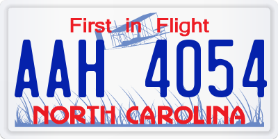 NC license plate AAH4054