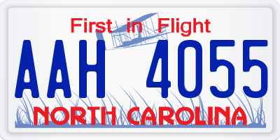 NC license plate AAH4055