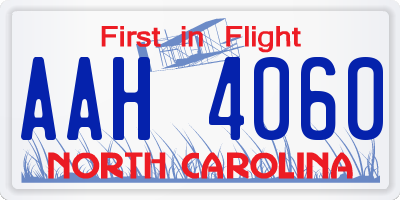 NC license plate AAH4060