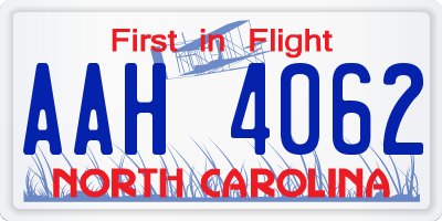 NC license plate AAH4062