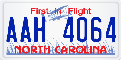 NC license plate AAH4064