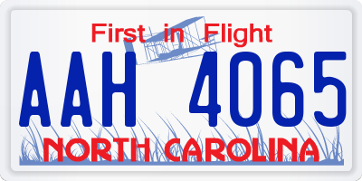 NC license plate AAH4065