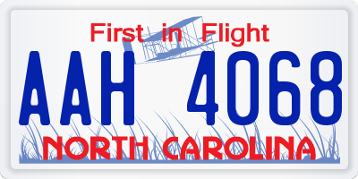 NC license plate AAH4068