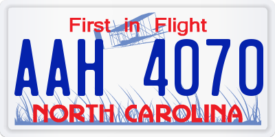 NC license plate AAH4070