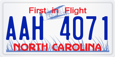 NC license plate AAH4071