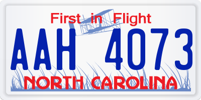 NC license plate AAH4073