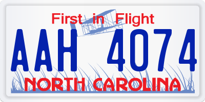 NC license plate AAH4074