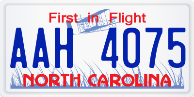 NC license plate AAH4075