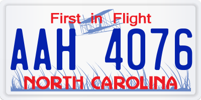 NC license plate AAH4076