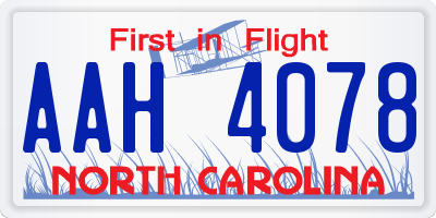 NC license plate AAH4078