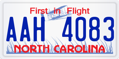 NC license plate AAH4083