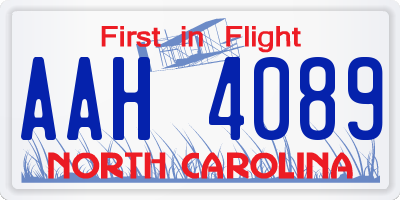 NC license plate AAH4089