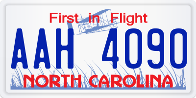 NC license plate AAH4090