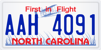 NC license plate AAH4091