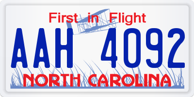 NC license plate AAH4092