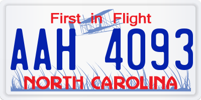 NC license plate AAH4093