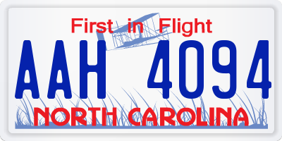 NC license plate AAH4094