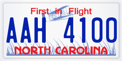 NC license plate AAH4100