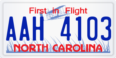 NC license plate AAH4103