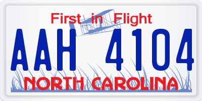 NC license plate AAH4104