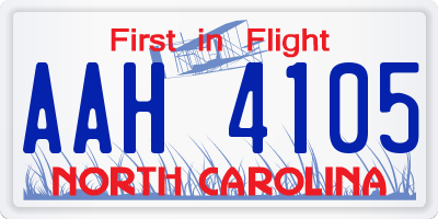 NC license plate AAH4105