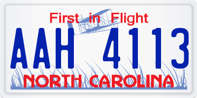 NC license plate AAH4113