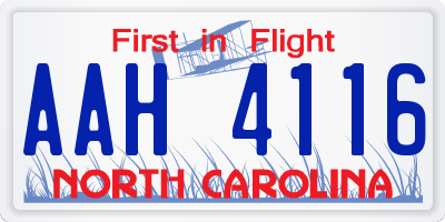 NC license plate AAH4116